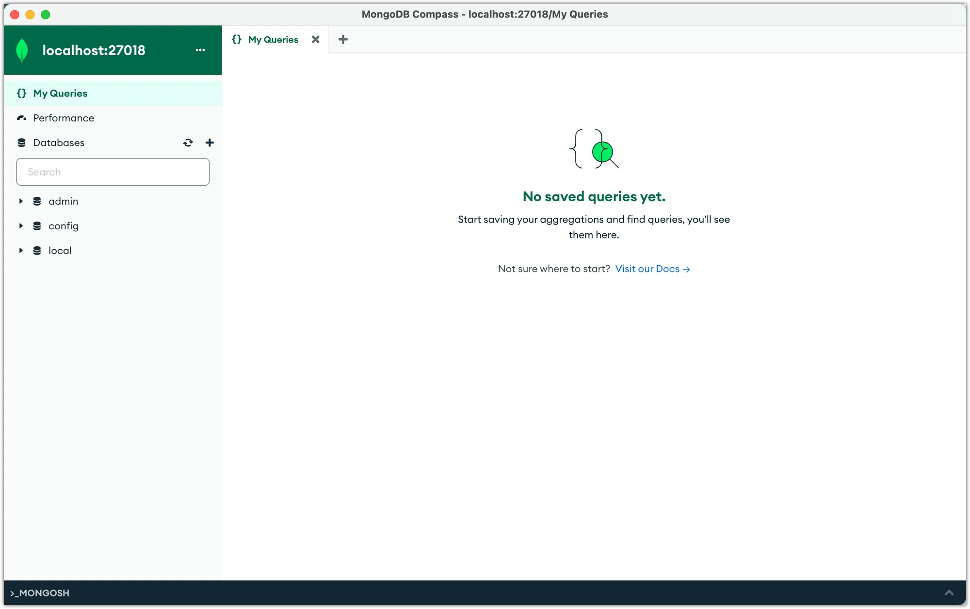 Screenshot of MongoDB Compass
