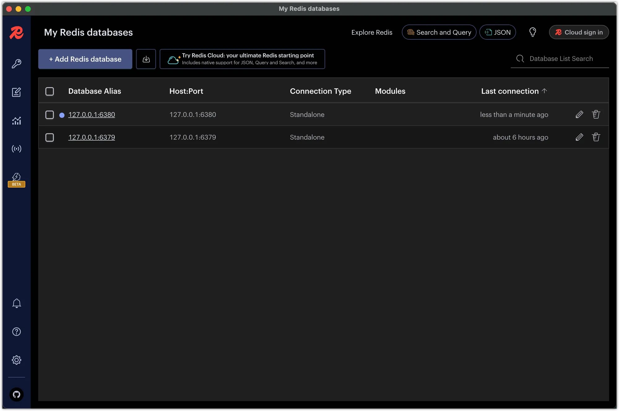 Screenshot of Redis Insight